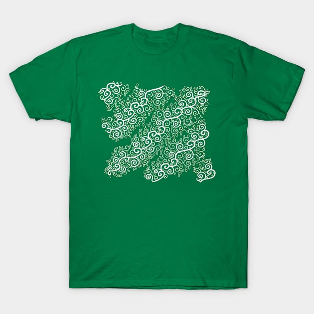 St Patrick's Day Irish White Vine Pattern T-Shirt by JonGrin